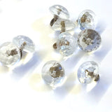 SALE,  Clear Vintage Glass 3/8" Faceted Buttons #GL 378