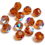 High-Sparkle Vintage Amber Faceted Glass or Crystal Beads, 3/8" / 10mm  #CL-14