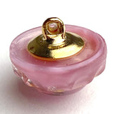 SALE Pink Moonglow Vintage Glass Button 9/16" Button #SC89