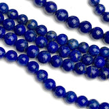 Lapis Lazuli Beads, Deep Royal Blues, Round 6mm, Approx. 60 Beads 1/4"  #LP-90