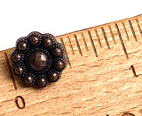 Small Reddish-Brown Copper 1/2" Bead-Look Dark Flower Metal Button Shank Back  #SWC-65