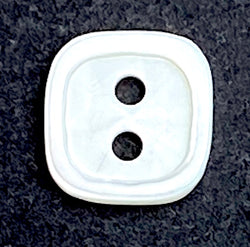 Tiny White Square 3/8" Shell Button, Natural Pearl Iridescent 10mm, Per Button #SK-689