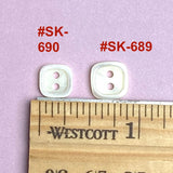 Almost 3/8" White Pearl Shell Square Button. Pack of 4 buttons.  #SK-690