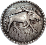 Strolling Moose Button, 5/8" Silver Metal Shank Back 16mm #FJ-28