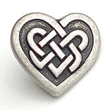 Celtic Heart Button, 5/8" Silver Metal Shank Back 16mm #FJ-29