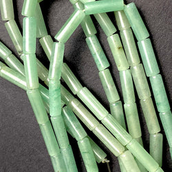 Green Aventurine Tube Beads, 12-13mm x 4mm, Light Natural Green Tones, Strand of 31 Beads #LP-110
