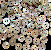 Bulk Deal: Abalone Tiny Mixed Rainbow Beige Naturals, 3/8" Round 2-hole, 10mm, Pack of 100 Buttons  #LP-113