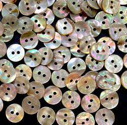 Bulk Deal: Abalone Tiny Mixed Rainbow Beige Naturals, 3/8" Round 2-hole, 10mm, Pack of 100 Buttons  #LP-113