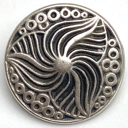 Trillium Flower Antique Silver 7/8" Shank Back Metal Button 22mm  #FJ-41