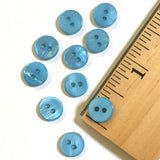 LAST PACK 3/8" Teal Blue River Shell 2-hole Button, TEN for $8.00   #2247