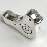 TEN Silver Metal Swirl-Bird Beads, 5/8" Shiny, Both Sides Usable, Pack of TEN  #LP-117