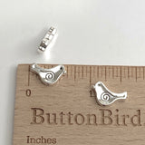TEN Silver Metal Swirl-Bird Beads, 5/8" Shiny, Both Sides Usable, Pack of TEN  #LP-117