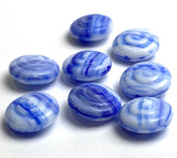 Cobalt Art-Stripe Swirl, Plump Czech Glass 1/2" Beads 13mm, Pack of 8 # #L-651