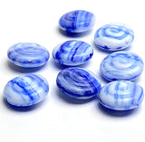Cobalt Art-Stripe Swirl, Plump Czech Glass 1/2" Beads 13mm, Pack of 8 # #L-651