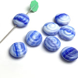 Cobalt Art-Stripe Swirl, Plump Czech Glass 1/2" Beads 13mm, Pack of 8 # #L-651