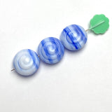 Cobalt Art-Stripe Swirl, Plump Czech Glass 1/2" Beads 13mm, Pack of 8 # #L-651