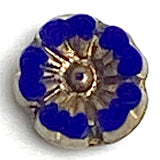 Cobalt Small Daisy Bead, Rustic Czech Glass, 10mm / 3/8", Per Bead  #AB-607