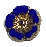 Cobalt Small Daisy Bead, Rustic Czech Glass, 10mm / 3/8", Per Bead  #AB-607