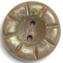 Muddy Lavender Kisses, Czech Glass Sunray Flower, 2 hole button 14mm/ 9/16"  #AB-7806