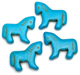 Four Turquoise Horses, 7/8" Beads, Faux Turquoise, 22mm, Pack of 4  #LP-118