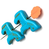 Four Turquoise Horses, 7/8" Beads, Faux Turquoise, 22mm, Pack of 4  #LP-118