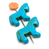 Four Turquoise Horses, 7/8" Beads, Faux Turquoise, 22mm, Pack of 4  #LP-118