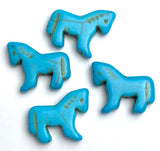 Four Turquoise Horses, 7/8" Beads, Faux Turquoise, 22mm, Pack of 4  #LP-118