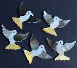 Flying Bird Shell Cabochon/Embellishment, 1-1/4", Black / White / Gold, Per Bird, #LP-120