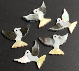 Flying Bird Shell Cabochon/Embellishment, 1-1/4", Black / White / Gold, Per Bird, #LP-120