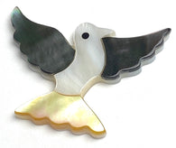 Flying Bird Shell Cabochon/Embellishment, 1-1/4", Black / White / Gold, Per Bird, #LP-120
