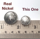 SALE and Re-Stocked, Indian Head Nickel, Small Silver Replica, 5/8", Shank Back Button 15mm  #FJ-49