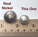 Indian Head Nickel, Small Silver Replica, 5/8", Shank Back 15mm  #FJ-49