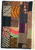 Sari Kantha - Brown/Multi, Hand Stitched Patchwork Quilt/Throw 39" x 59" #KN-27
