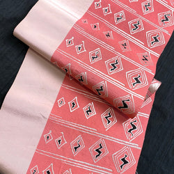 Heavy Thick Pink, Silver, Black, Blush Vintage Kimono Obi Silk from Japan By the Half Yard #774