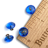Blue Sapphire Vintage Clear Faceted Glass Button 3/8" #GL350 Blue