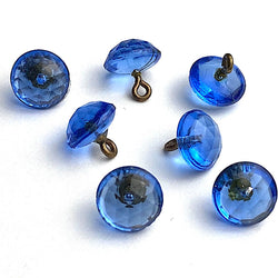 SALE Blue Sapphire Vintage Clear Faceted Glass Button 3/8" #GL350