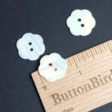 White Shell Flower-Shape 30L Buttons, 19mm / 3/4" Two Holes, Pack of 3 Buttons, #KB-936
