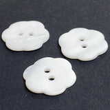White Shell Flower-Shape 30L Buttons, 19mm / 3/4" Two Holes, Pack of 3 Buttons, #KB-936