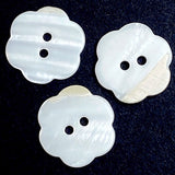 White Shell Flower-Shape 30L Buttons, 19mm / 3/4" Two Holes, Pack of 3 Buttons, #KB-936