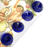 SALE Royal/Navy Blue Fancy Vintage European Glass Buttons 3/4"  Card of 4. #BK913