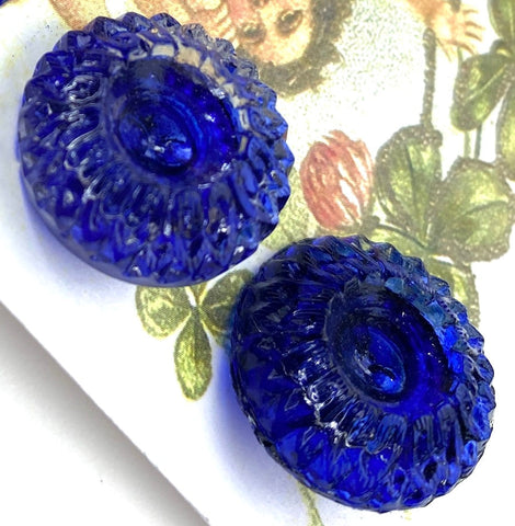 SALE Royal/Navy Blue Fancy Vintage European Glass Buttons 3/4