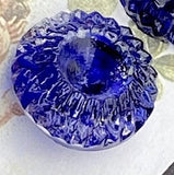 SALE Royal/Navy Blue Fancy Vintage European Glass Buttons 3/4"  Card of 4. #BK913
