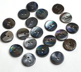 Rainbow Gray-Brown Melange Mussel Shell 13mm Buttons, Pack of 20, #KB-940
