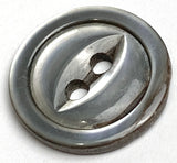 Charcoal Gray Shiny Shell 2 Hole Rimmed Button 9/16", Pack of 11 for $4.00  #KB-938