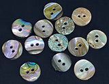 Abalone Rainbow Mix, MOP 11mm / 7/16" Two-Hole Buttons, Pack of 12, #KB-939