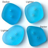 Lighter Aqua Blue Faux Sea Glass 2-Hole Button, from Recycled Glass Bottles 3/4"-7/8"