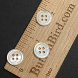 Pastel Golden Beige Lustre, 4-Hole Rimmed Pearl Shell Buttons 13mm / 1/2" / 20L, Pack of 24  #KB-943