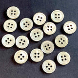 Pastel Golden Beige Lustre, 4-Hole Rimmed Pearl Shell Buttons 13mm / 1/2" / 20L, Pack of 24  #KB-943