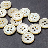 Pastel Golden Beige Lustre, 4-Hole Rimmed Pearl Shell Buttons 13mm / 1/2" / 20L, Pack of 24  #KB-943