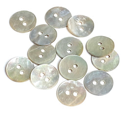 Small Moonrise Mother of Pearl Shell, 7/16" Iridescent 2-Hole 11mm, Pack of 12,  #0025